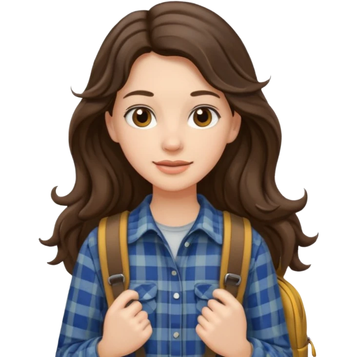 aestethic brunette long wavy hair walking with a backpack emoji