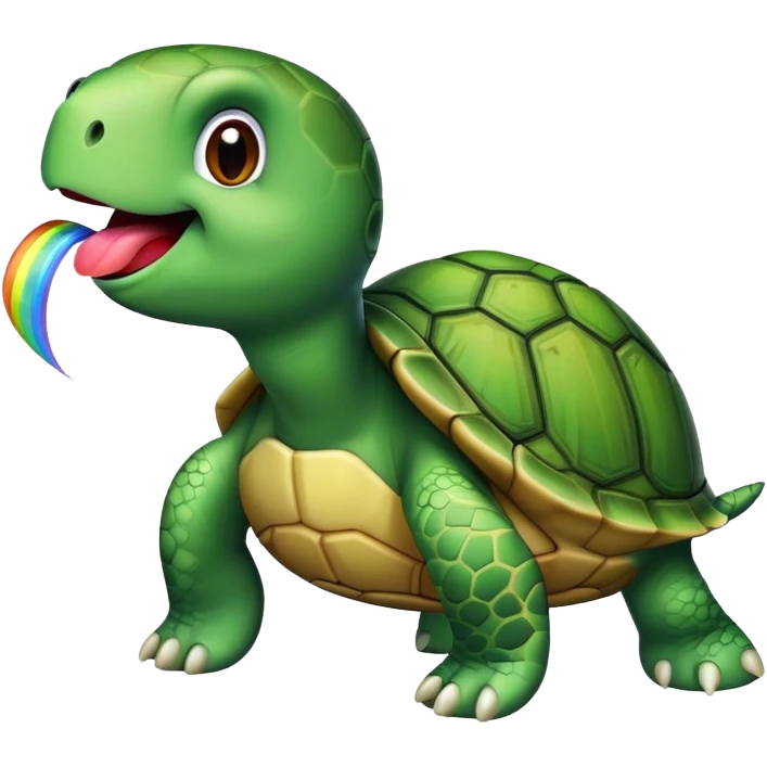 Turtle sticking its tongue out in rainbow  emoji