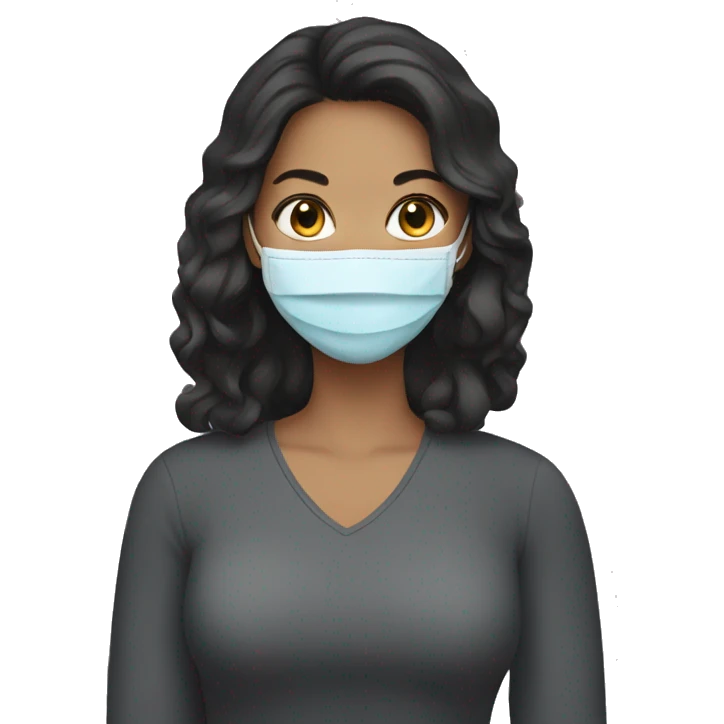 brunett woman wearing a face mask emoji