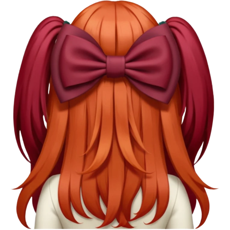 red long hairs with burgundy bow from the back emoji