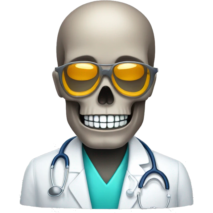 multi-colored skull that looks friendly like a 3D model a doctor would have in their office emoji