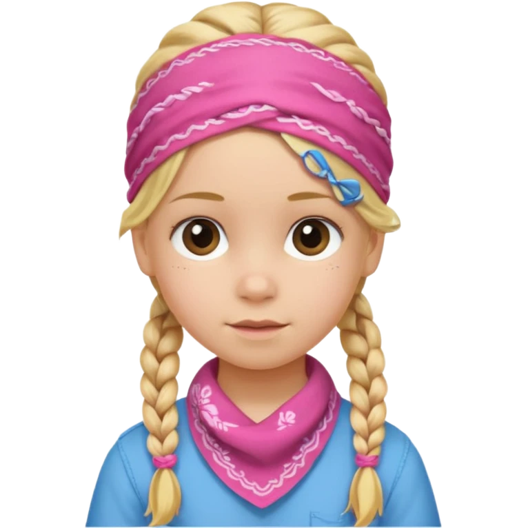 blonde girl child with braids and a pink bandana emoji