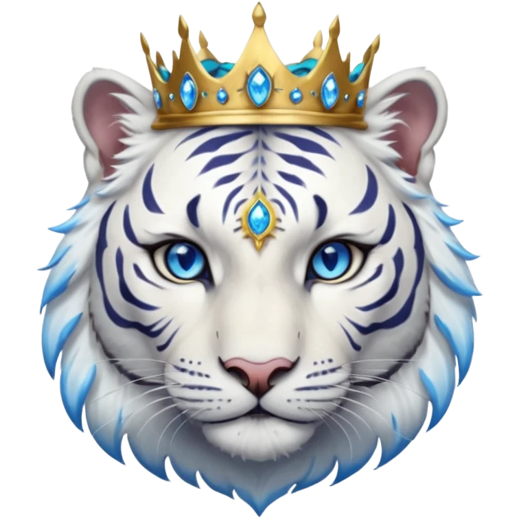ESO Female white tiger khajiit leader of the umbral rose, blue eyes, blue 'third eye' gem, something symbolizing leadership ruling  emoji