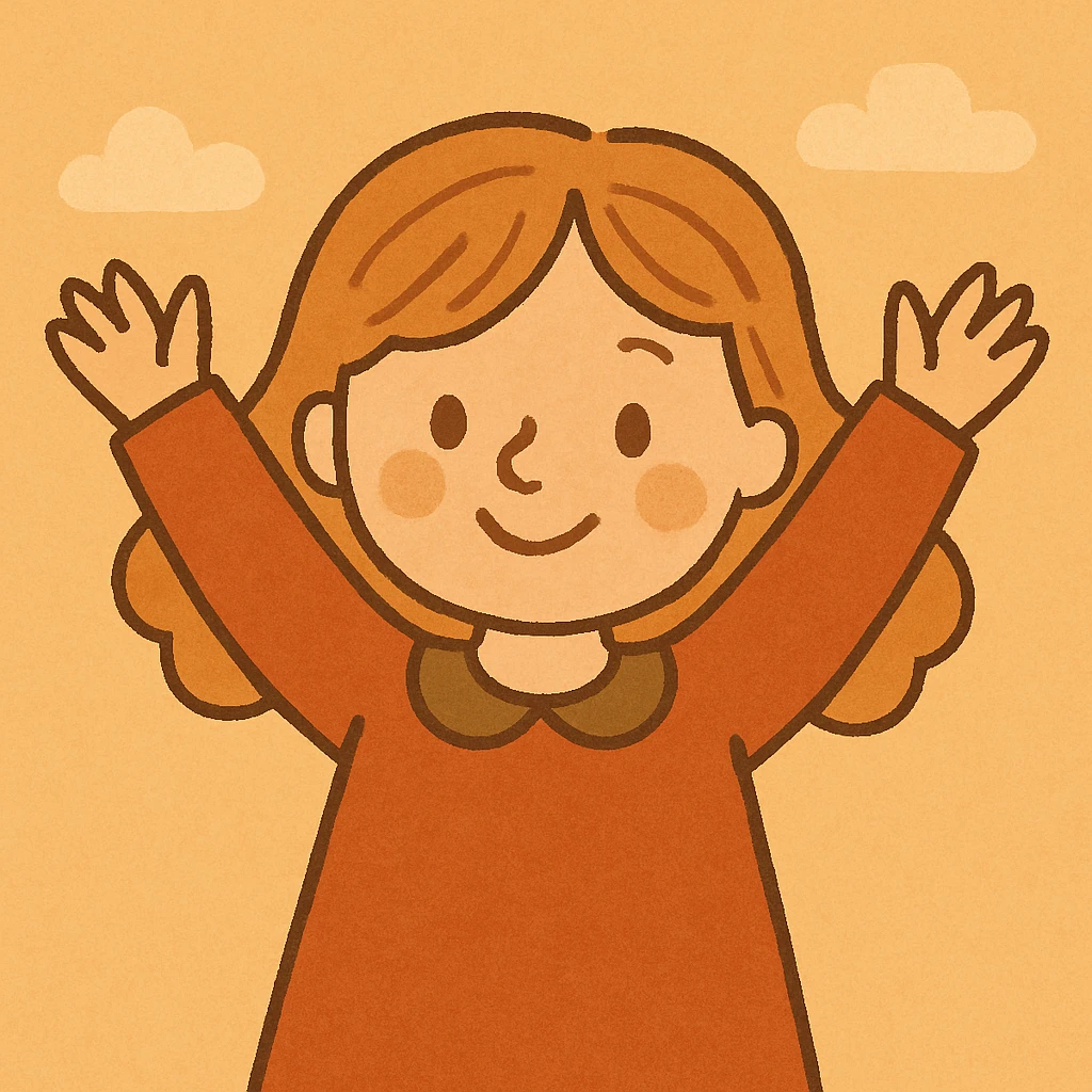 Add a warm, lively background with abstract shapes, keeping the flat warm colors style. emoji