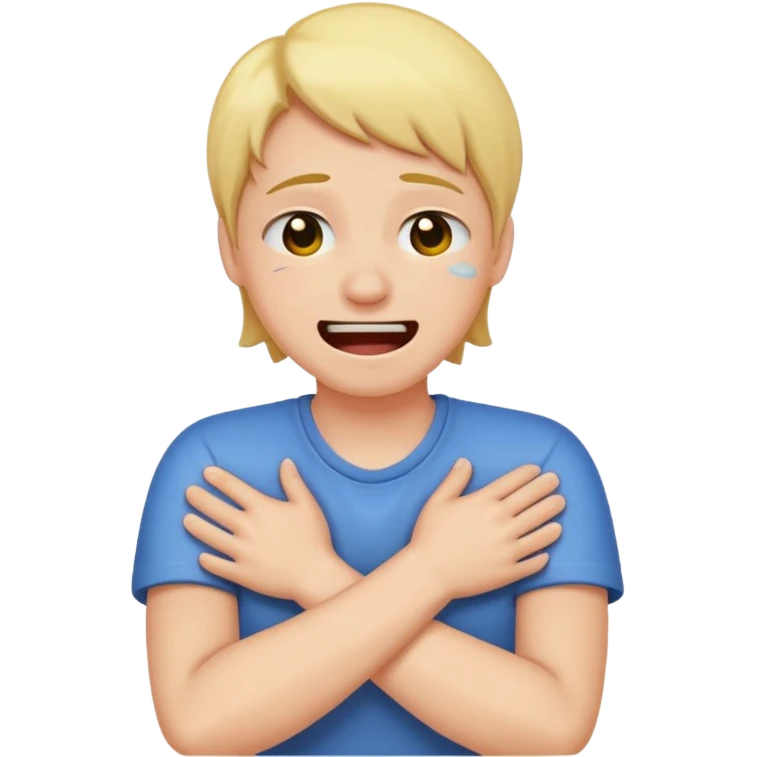 Someone laugh crying while crossing their arms pretending to choke themself emoji