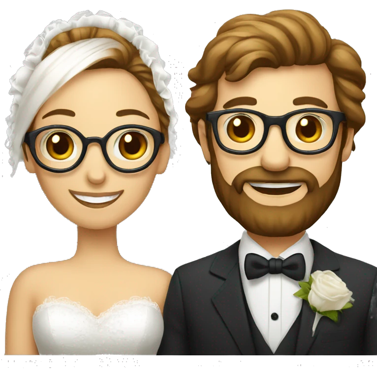 Un homme légère barbe et une femme mariage lunettes emoji