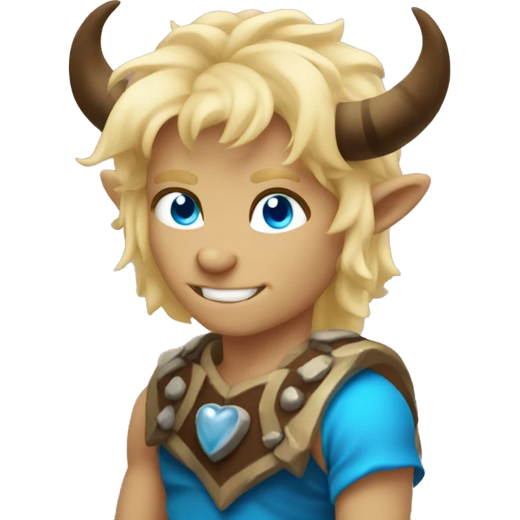 blond minotaur with blue eyes in love emoji