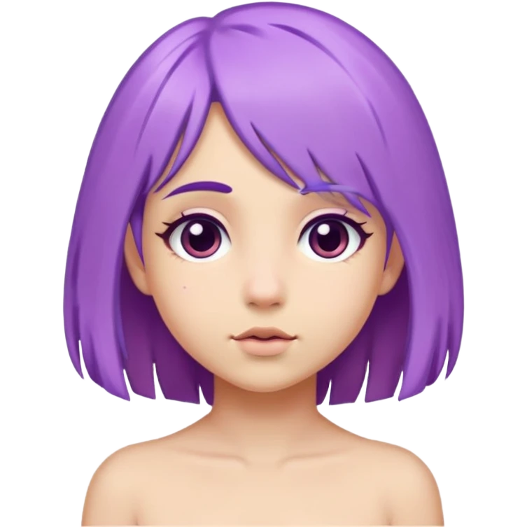 Naked school girl with purple hair  emoji