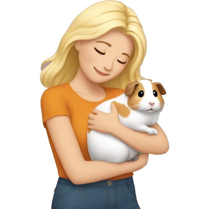 Blonde Woman hugging a guineapig emoji