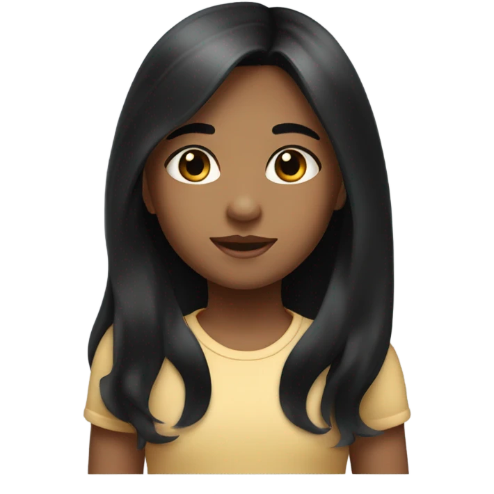 Black hair black eyed little tanned long hair girl  emoji
