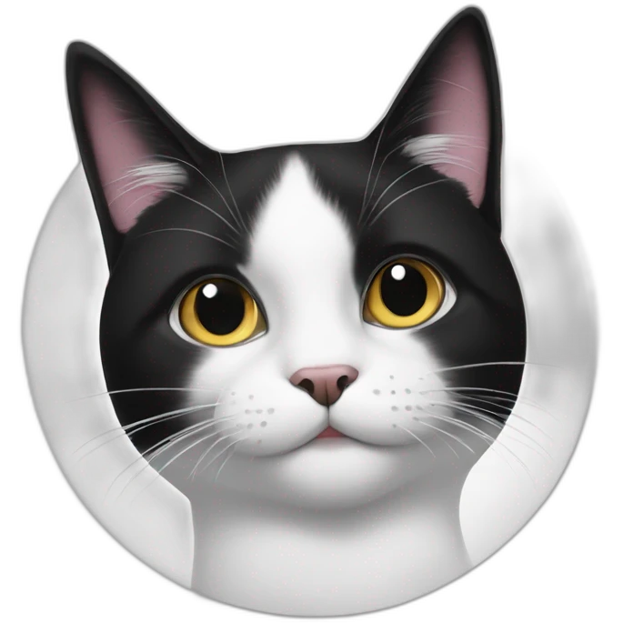 black and white cat with black dot at chin emoji