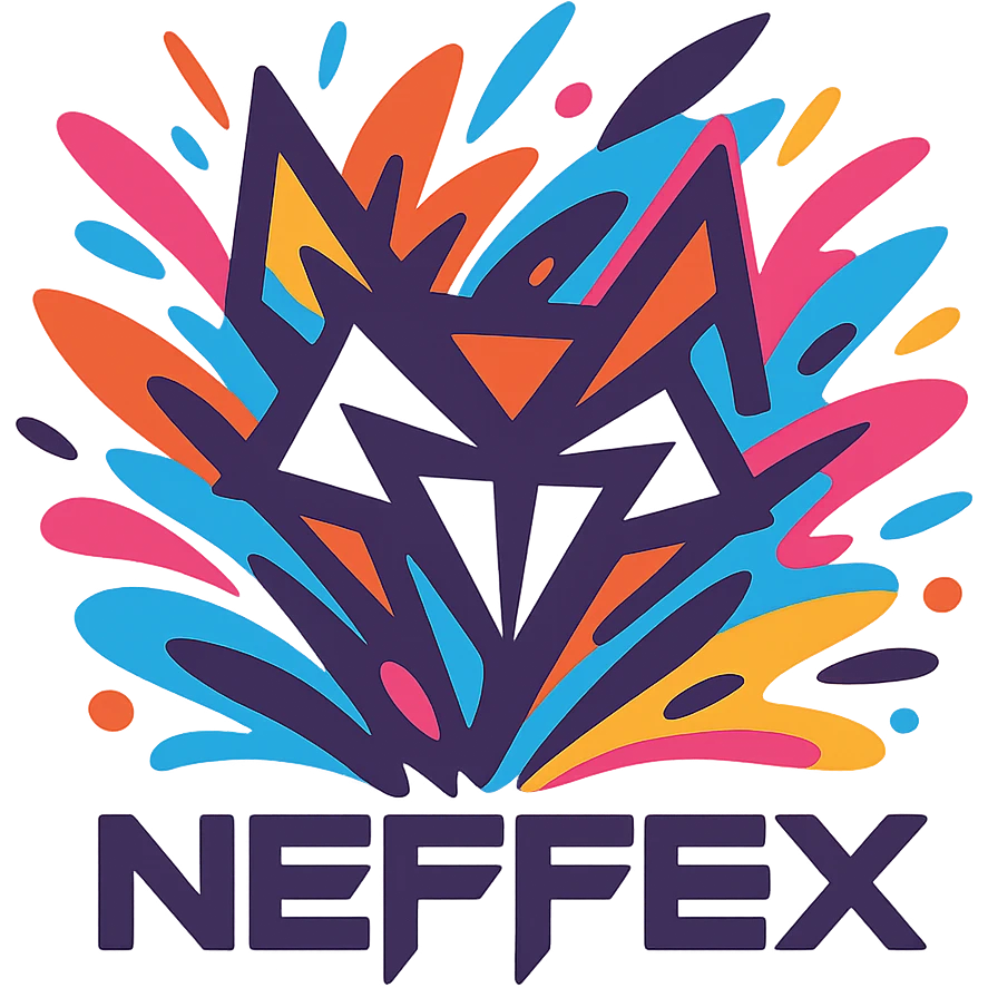 dynamic and energetic logo for Neffex group with vibrant colors and abstract shapes emoji