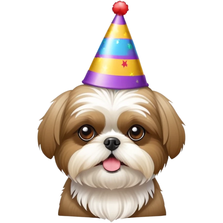 shih tzu wearing party hat emoji