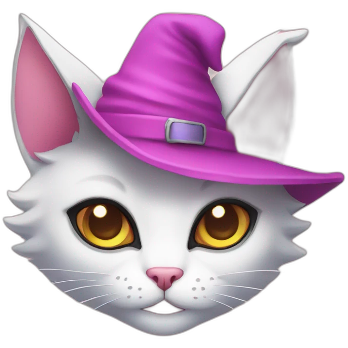 witchcat with pink eyes and light pink hat emoji