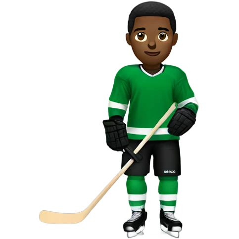 Black hockey player with green jersey emoji
