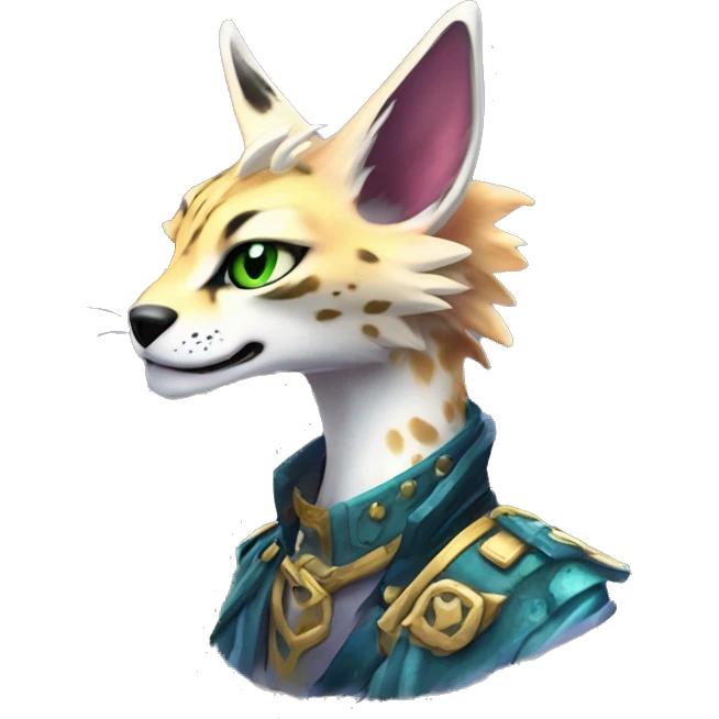 Epic Edgy Colorful ethereal eldritch Sergal-Serval-Fionbri emoji