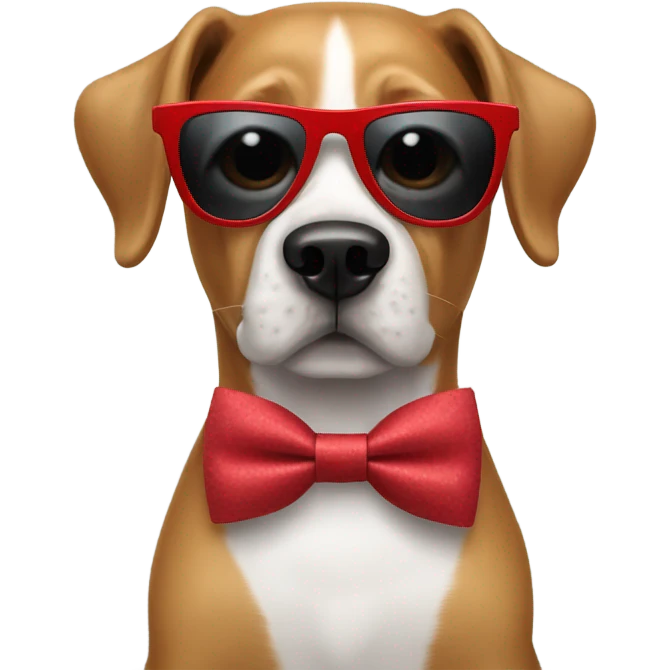 Dog with bow tie and sunglasses emoji