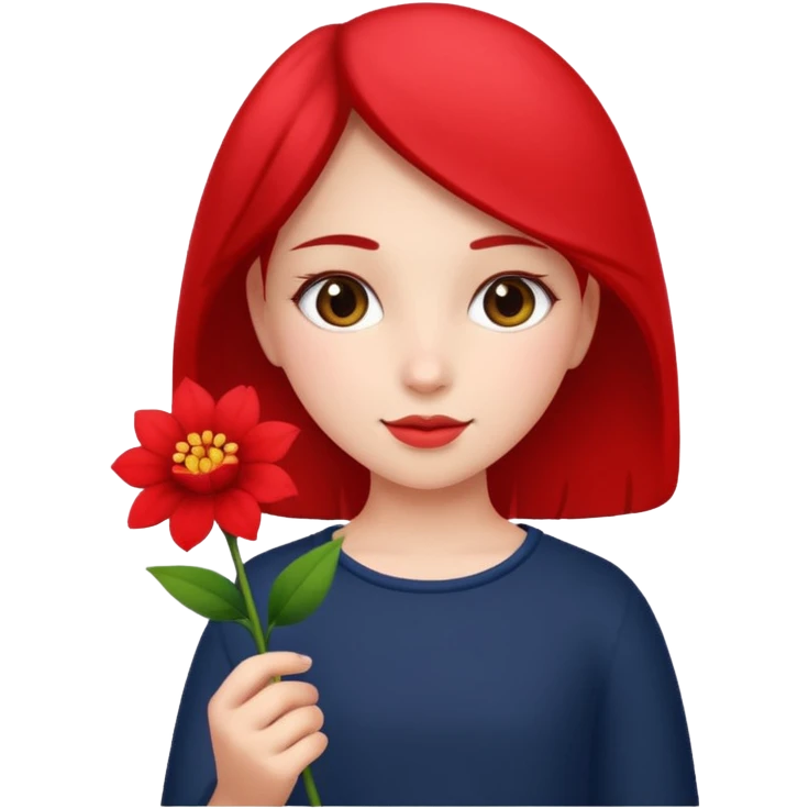 Uma menina segurando uma flor emoji