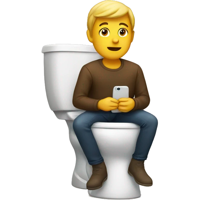 Sitting on toilet looking at my phone emoji
