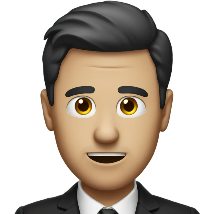 A man in a black suit with a scare on his nose emoji