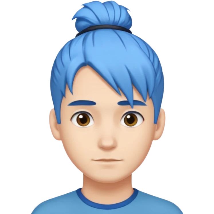 a man with blue one bun hair emoji