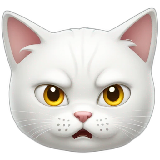 Cartoon White cat angry emoji
