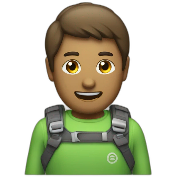 El personaje android sosteniendo un logo de CapCut emoji