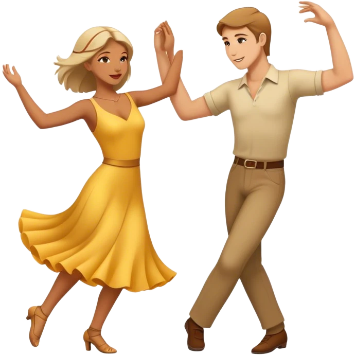 two caucasian people dancing emoji