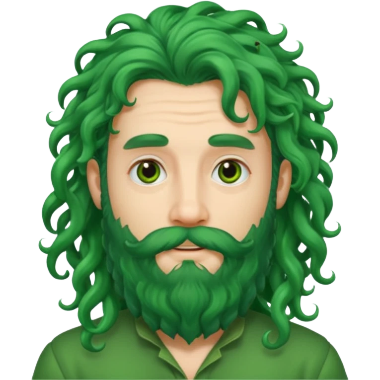 green long curly hair and beard man emoji