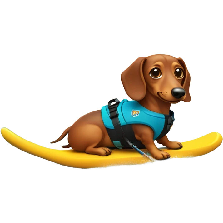 Dachshund waterskiing emoji