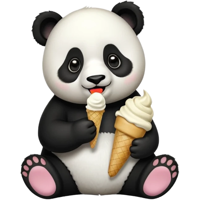 Panda eating ice cream emoji