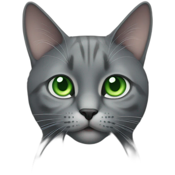 hard grey cat with green eyes emoji
