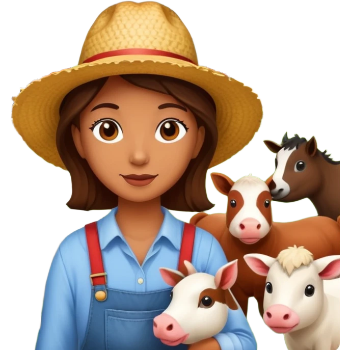a person visiting a farm with barn and animals in the background emoji