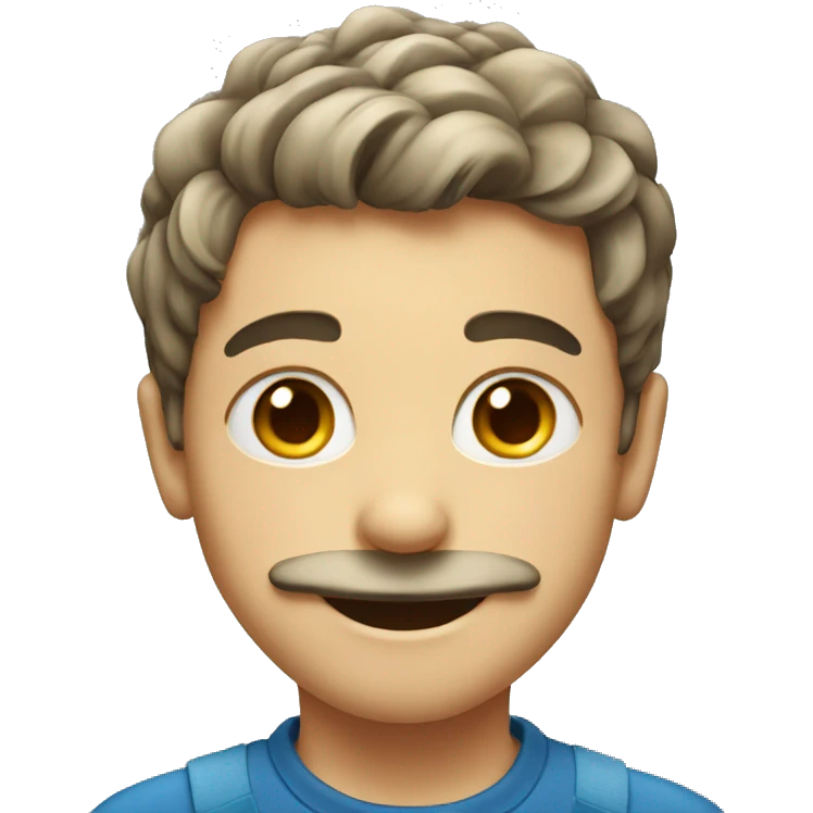 smiling boy with mustache with a little less hair emoji