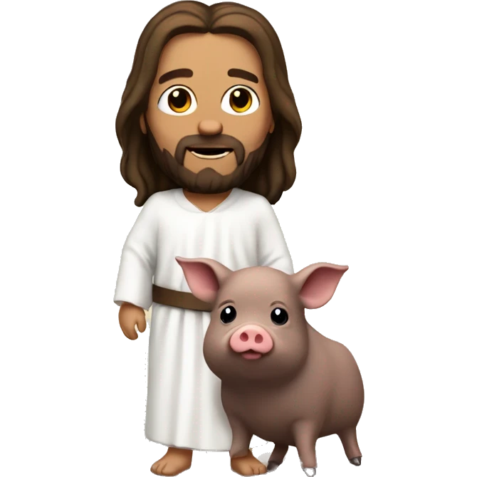 Jesus with cute dark genua pig emoji