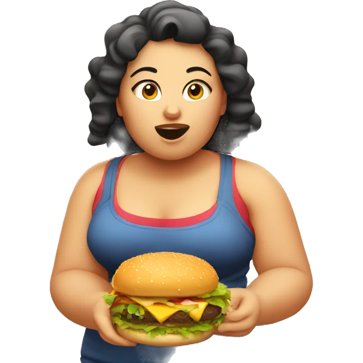 Fat girl eating burger emoji