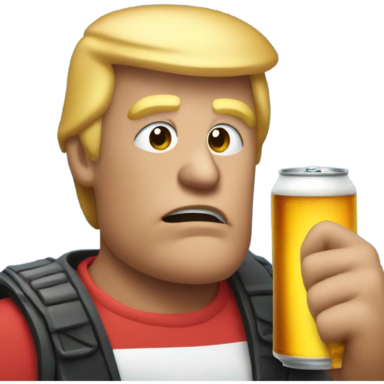 Trump drinking beer emoji