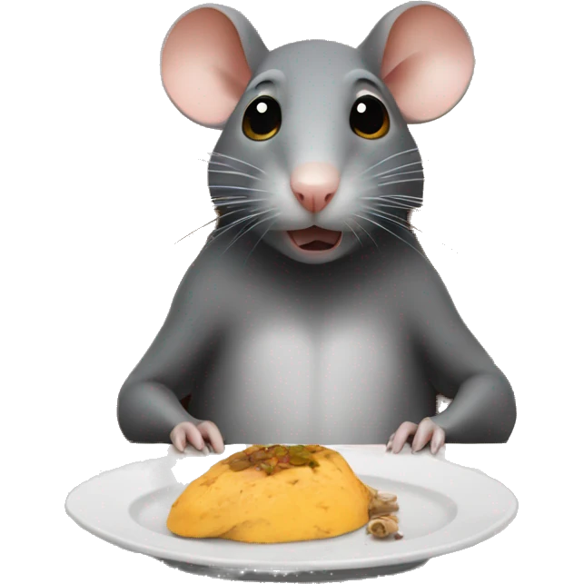 Rat sitting at the End of a dinner table emoji