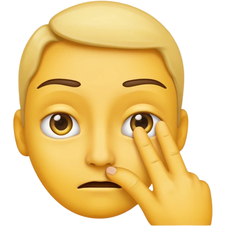 cynical yellow emoji pulling down eyelid, finger gesture, skeptical emoji