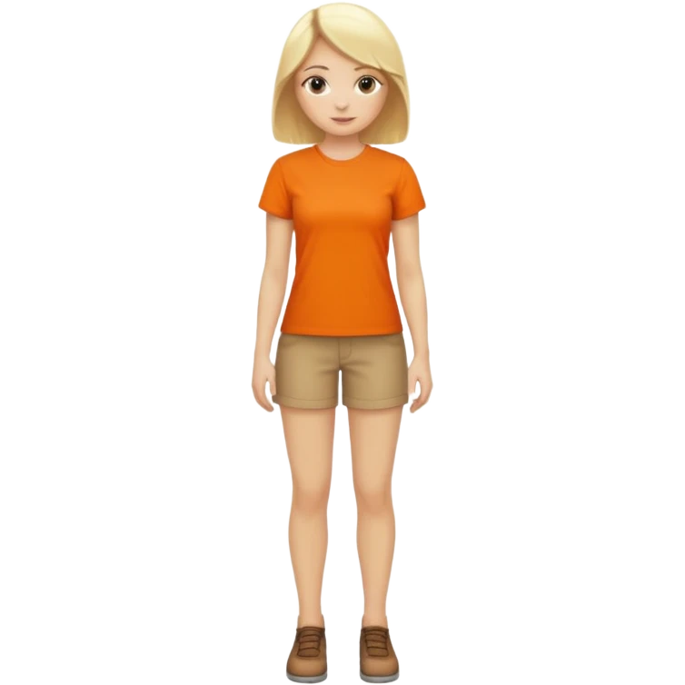 woman with blond hair standing showing full body with orange shirt emoji