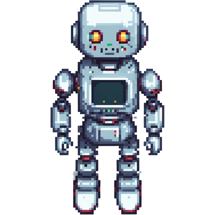 pixel art AI robot, retro computer style emoji