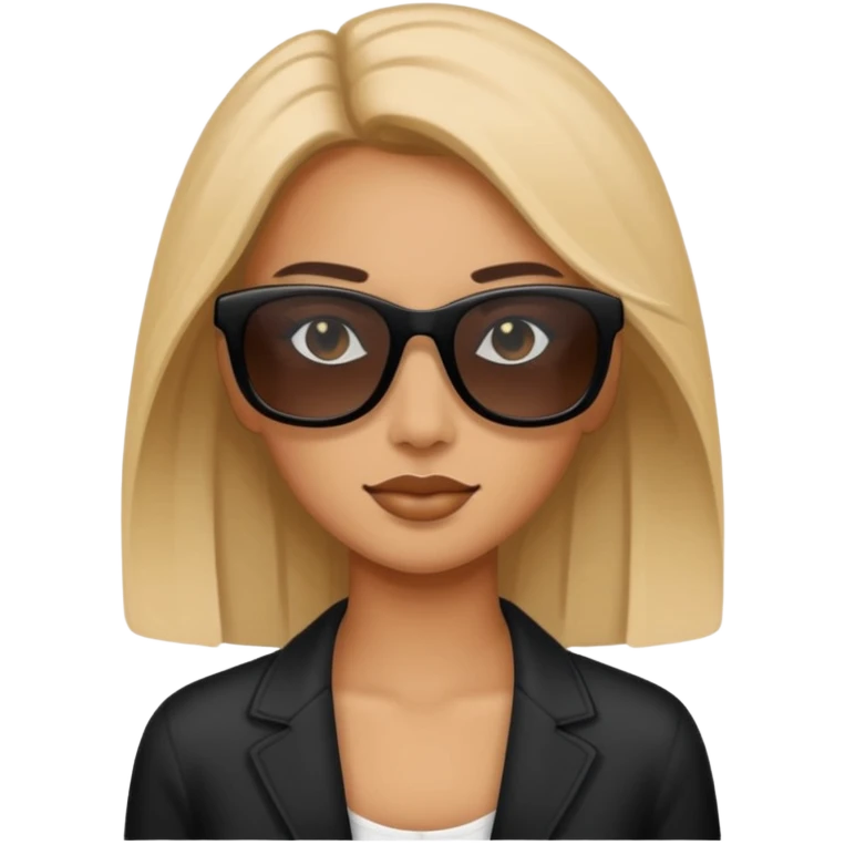 a woman wearing small black rectangular sunglasses emoji