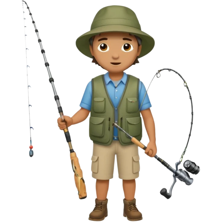 Man in motion casting a fishing rod full body emoji