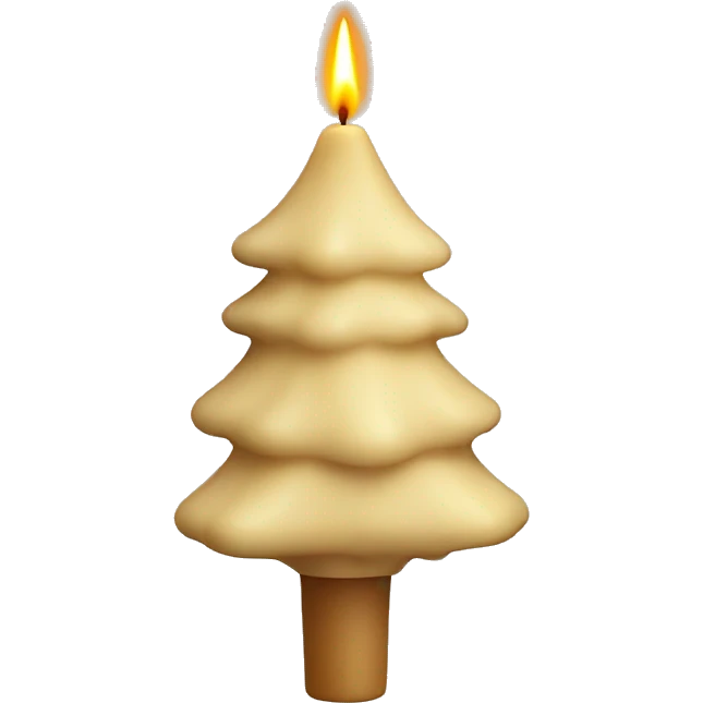 beige wax candle shaped like a pine tree emoji