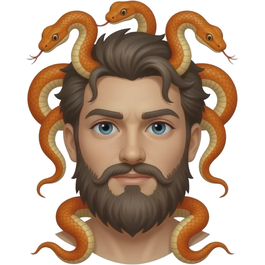 male medusa  with orange snakes no beard emoji