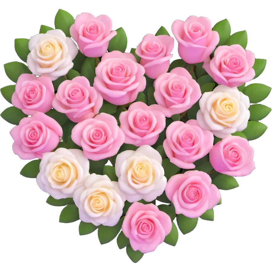 heart-shaped arrangement of pink and white roses emoji