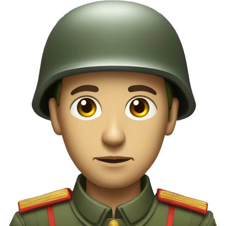 ussr soldier serious with military helmet emoji