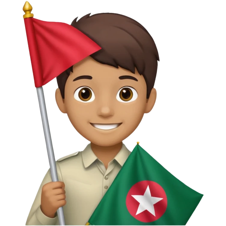 A boy is standing with the flag of Bangladesh 🇧🇩 emoji