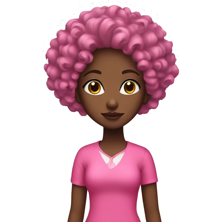Black girl with curls and a pink outfit  emoji