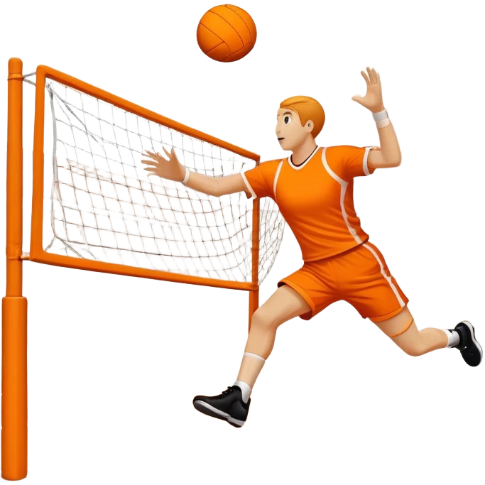 A handball on the court, with the goalposts in the background. The scene captures the ball mid-flight as it heads toward the goal, emphasizing the dynamic and fast-paced nature of the game, with clear court lines and a sense of movement in the air. emoji